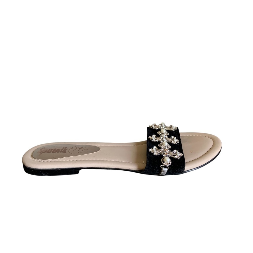 Elegant Black Embellished Women's Sandals 7
